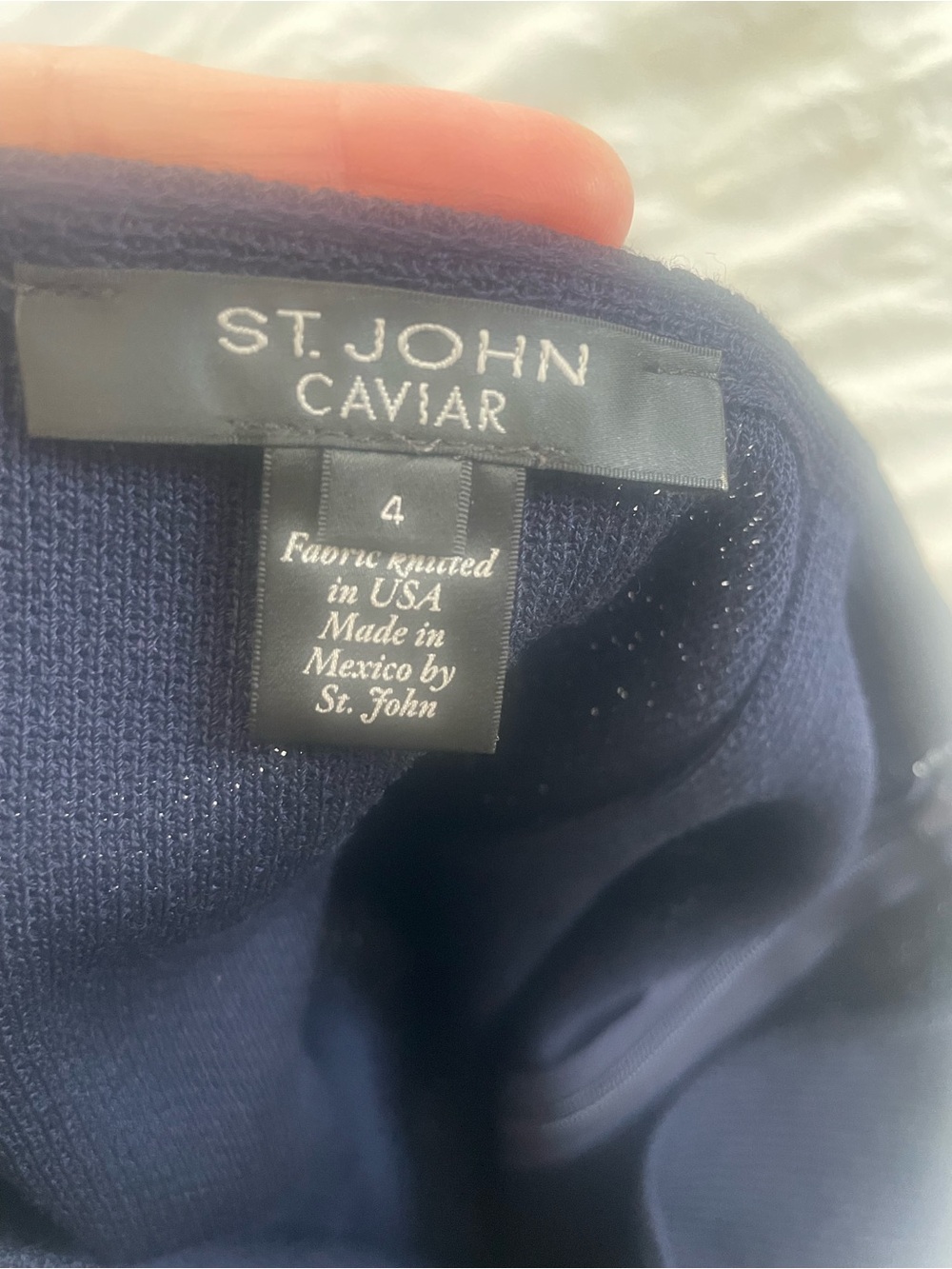 St. John Caviar Navy Blue Pique Knit Pencil Skirt Wool Blend - Picture 1 of 6